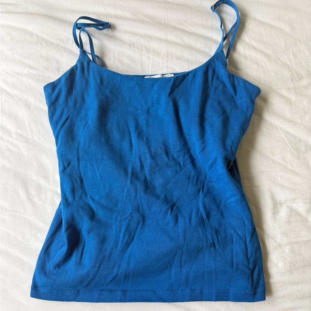 zara royal blue tank top built in bra aesthetic summer girly adjustable